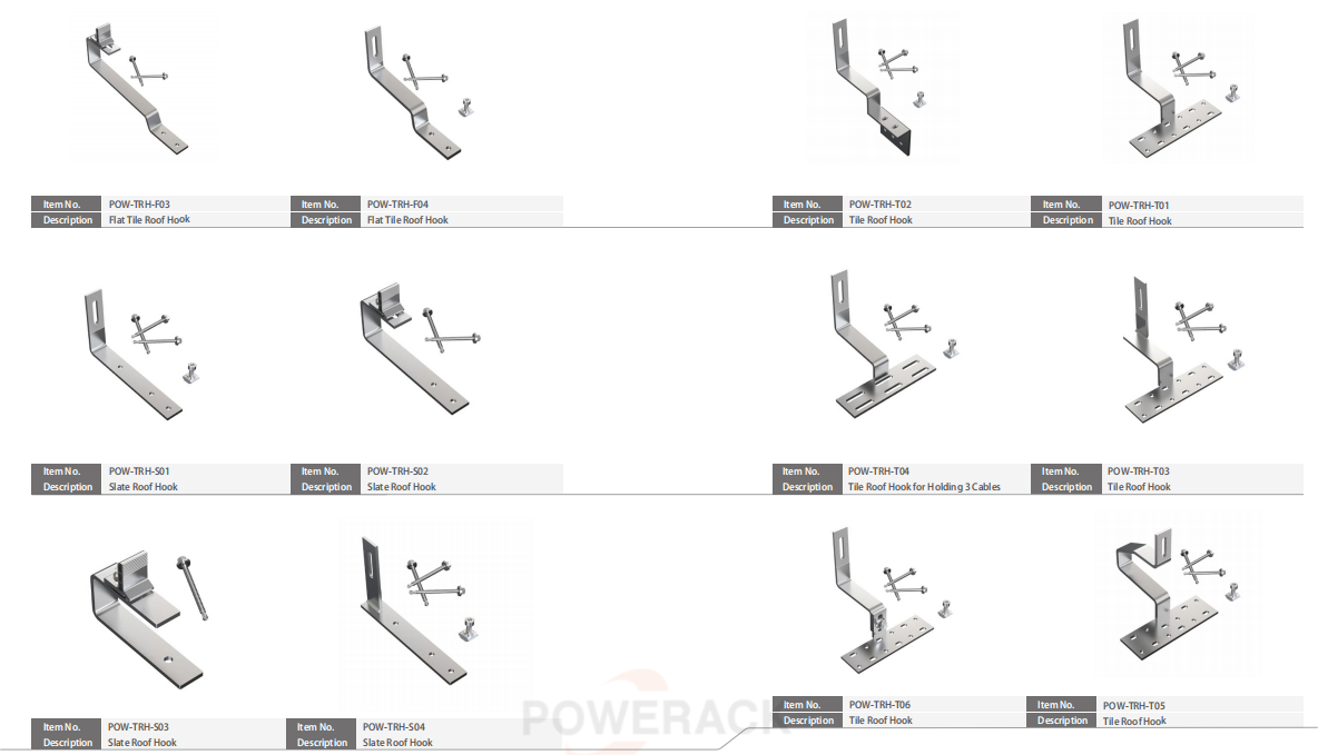 Adjustable tile roof hooks