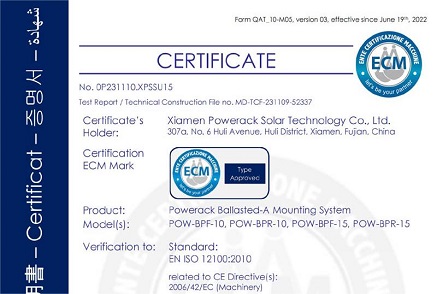 Les rayonnages photovoltaïques Powerack obtiennent la certification CE